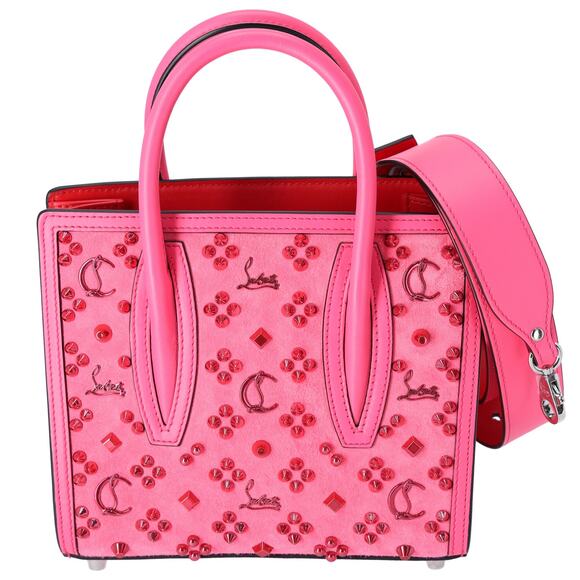 Christian Louboutin Handbags - Christian Louboutin Studded Paloma S Small Satchel Pink Logo Suede Shoulder Bag